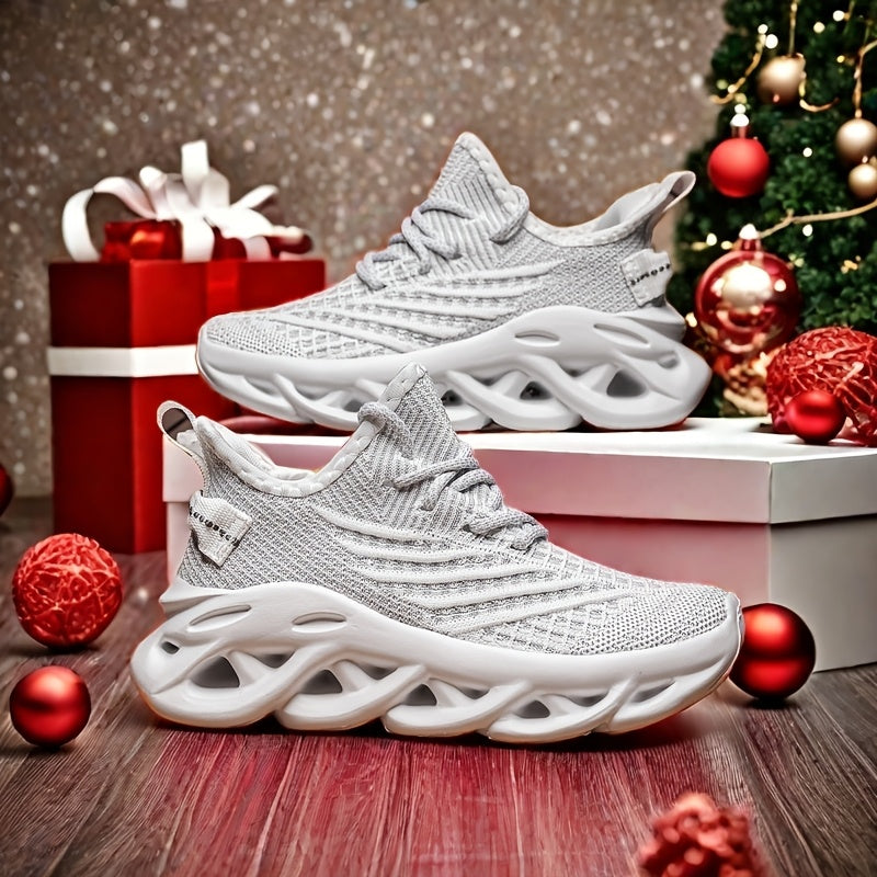 Youngsters' Breathable Woven Knit Blade Sneakers - Non-Slip Soft EVA Sole, Slip-On Low-Top Design for Outdoor Activities, Black (Boys & Girls), Kid Shoes,