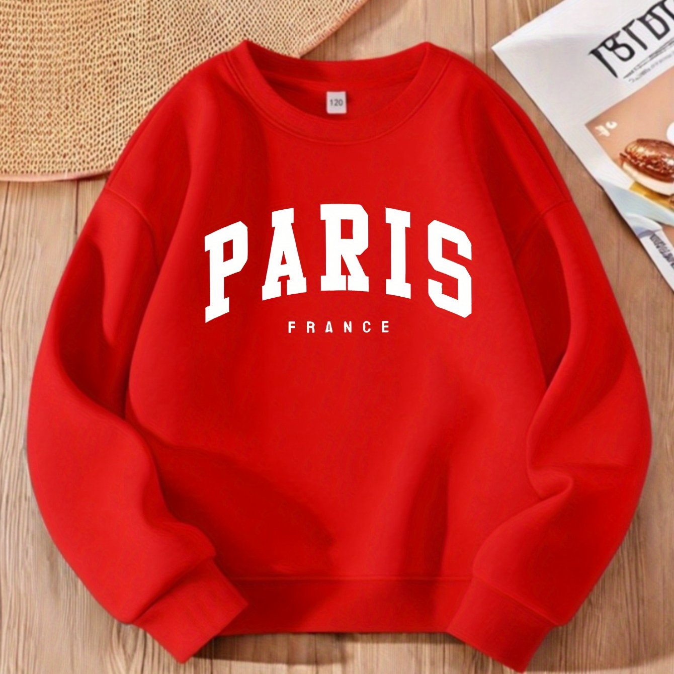 Girls' Casual Long Sleeve Round Neck Sweatshirt - Heather Gray with Random Print, Soft Warm Fabric, Regular Fit for Autumn\u002FWinter,