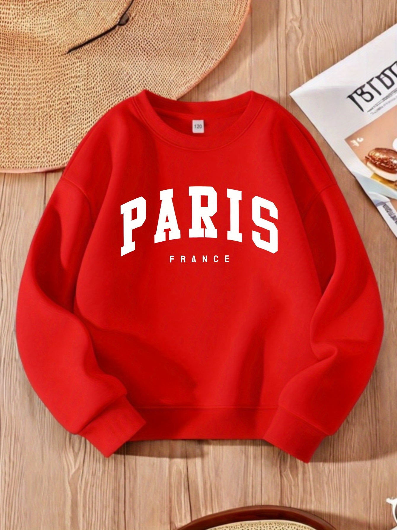 Girls' Casual Long Sleeve Round Neck Sweatshirt - Heather Gray with Random Print, Soft Warm Fabric, Regular Fit for Autumn\u002FWinter,