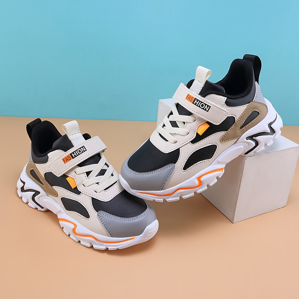 Boys' Athletic Sneakers - Stylish Comfort, Waterproof & Sandproof, with Arch Support & Cushioned Insole, Low-Top Design for Casual Outdoor Activities,