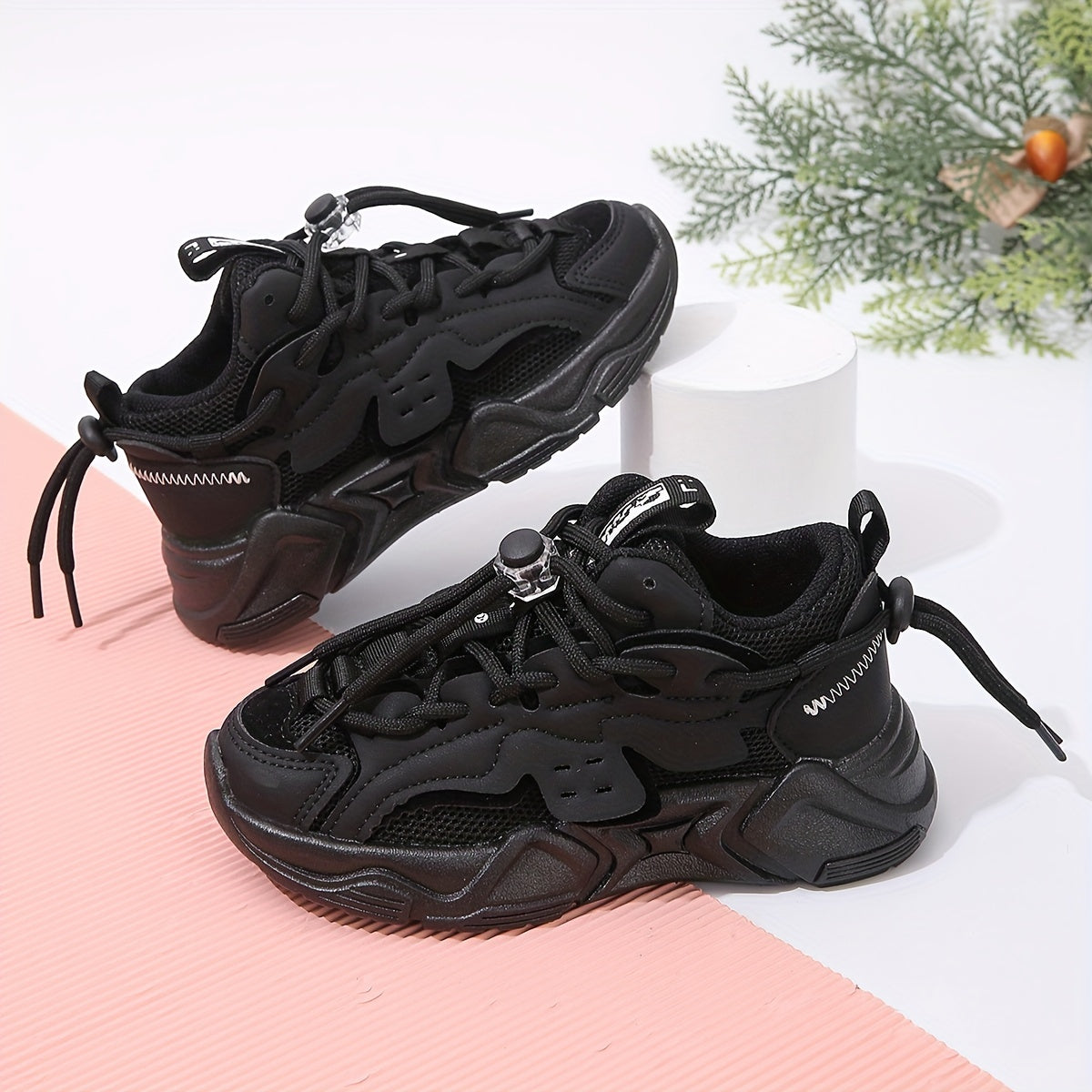 Unisex Kids' Casual Sports Sneakers with Breathable Mesh | PVC Low Top Shoes for Boys and Girls | Solid Pattern All-Season Athletic
