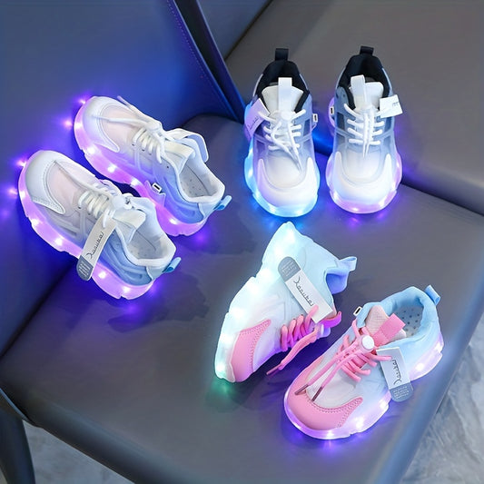 Rechargeable Glow-in-the-Dark Shoes for Kids - Colorful Neon Sneakers with Light-Up Design, Lightweight & Durable for Street Dance, Nighttime Play, and Casual Wear, Shoes for Girls,