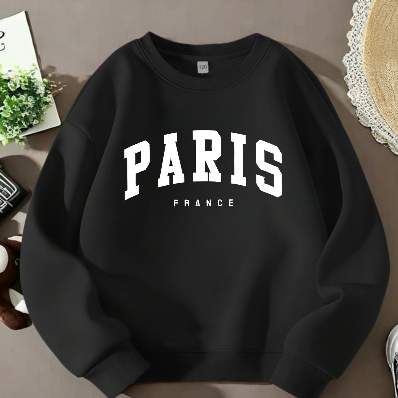 Girls' Casual Long Sleeve Round Neck Sweatshirt - Heather Gray with Random Print, Soft Warm Fabric, Regular Fit for Autumn\u002FWinter,