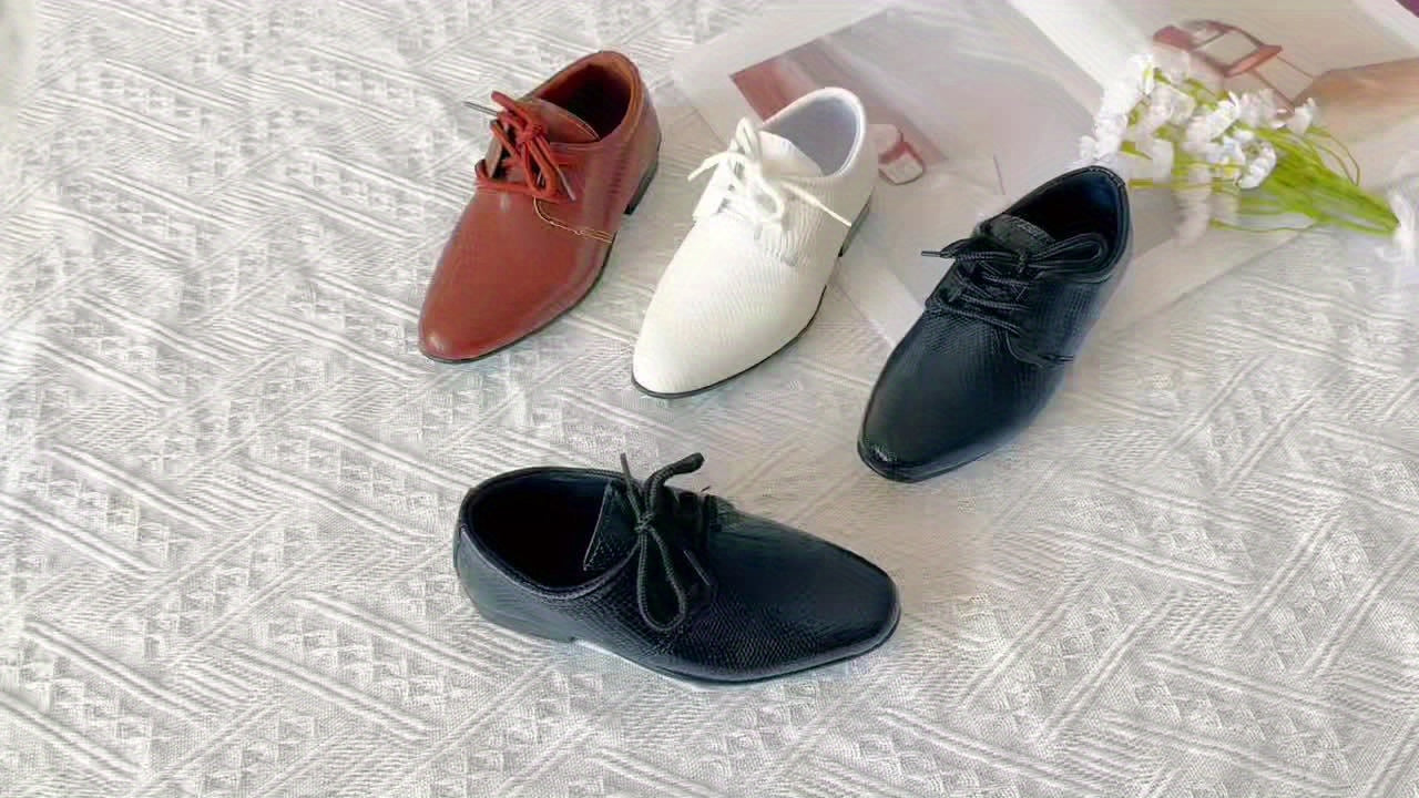 Boys' Formal & Casual Lace-Up Shoes - Pointed-Toe, Non-Slip TPR Sole, Easy Lace-Up Closure for Toddler, Kids, Boys - School, Parties, Casual Attire