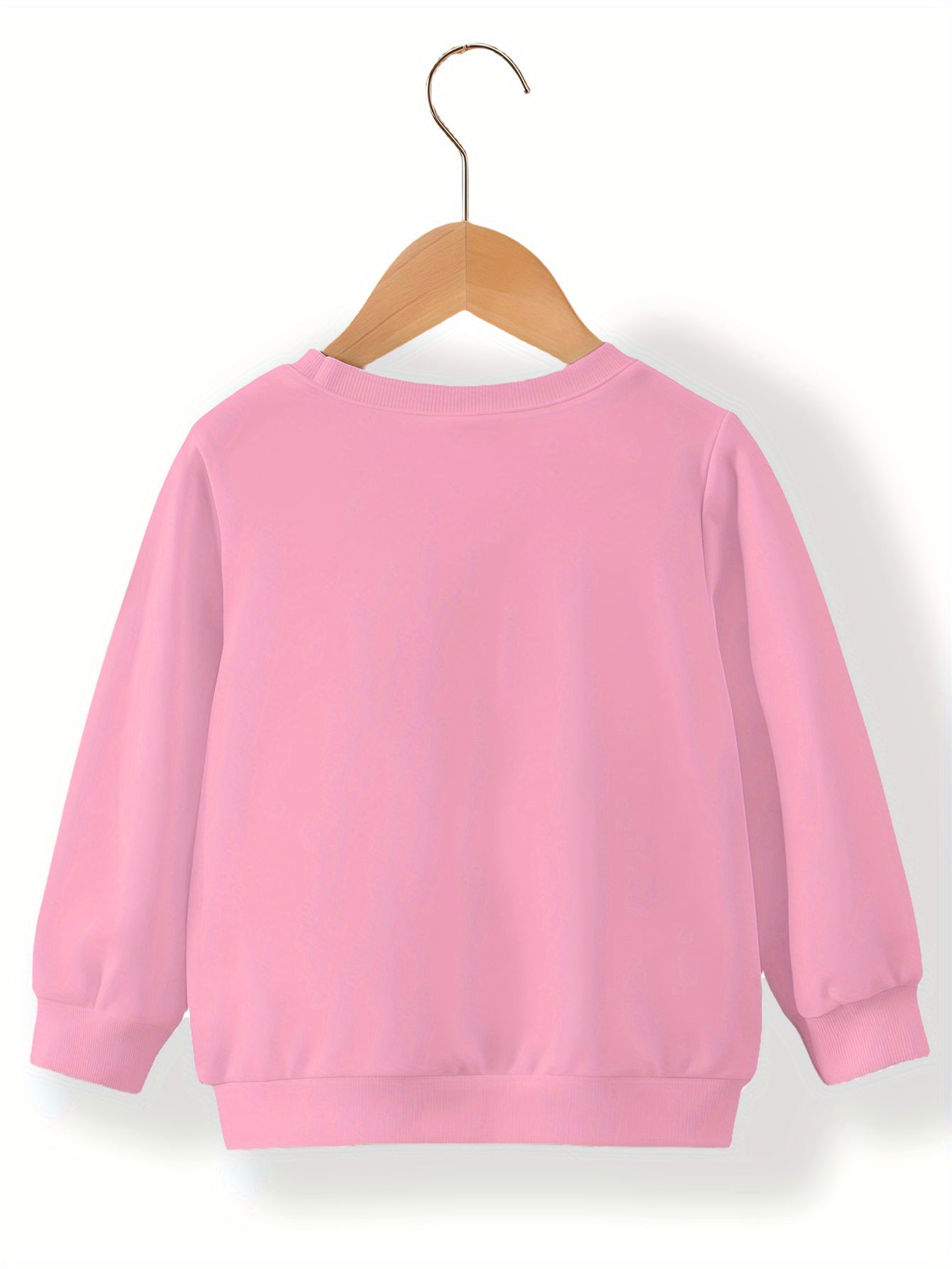 Girls' Casual Long Sleeve Round Neck Sweatshirt - Heather Gray with Random Print, Soft Warm Fabric, Regular Fit for Autumn\u002FWinter,