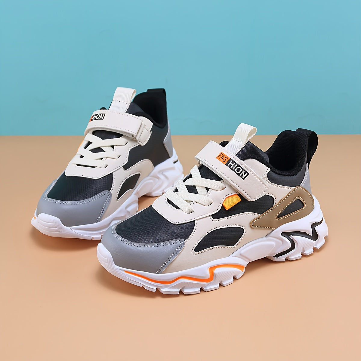 Boys' Athletic Sneakers - Stylish Comfort, Waterproof & Sandproof, with Arch Support & Cushioned Insole, Low-Top Design for Casual Outdoor Activities,