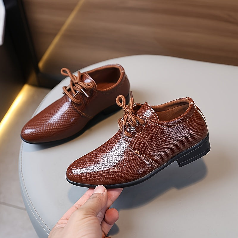 Boys' Formal & Casual Lace-Up Shoes - Pointed-Toe, Non-Slip TPR Sole, Easy Lace-Up Closure for Toddler, Kids, Boys - School, Parties, Casual Attire