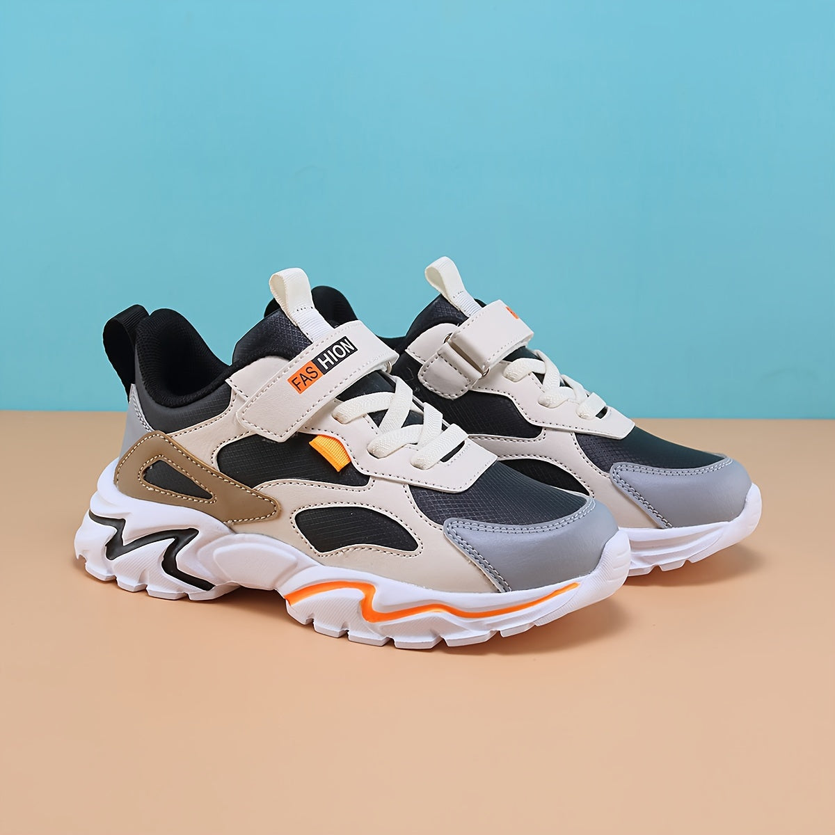 Boys' Athletic Sneakers - Stylish Comfort, Waterproof & Sandproof, with Arch Support & Cushioned Insole, Low-Top Design for Casual Outdoor Activities,